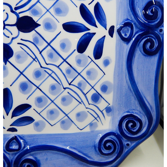 Tabletops Unlimited Lisbon Dinner Plate Hand-Painted Blue White - Picture 4 of 9